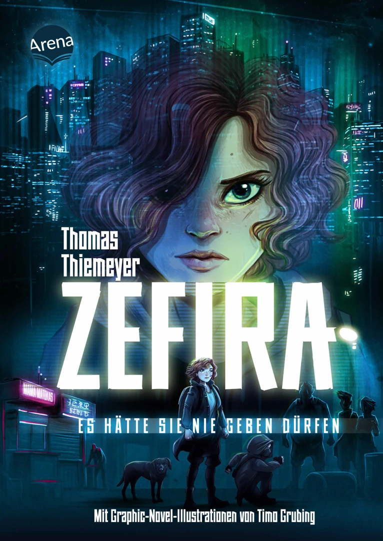 ZEFIRA - Es hätte sie nie geben dürfen. Das Cover zum Young-Adult-Roman von Thomas Thiemeyer mit Graphic-Novel-Illustrationen von Timo Grubing.